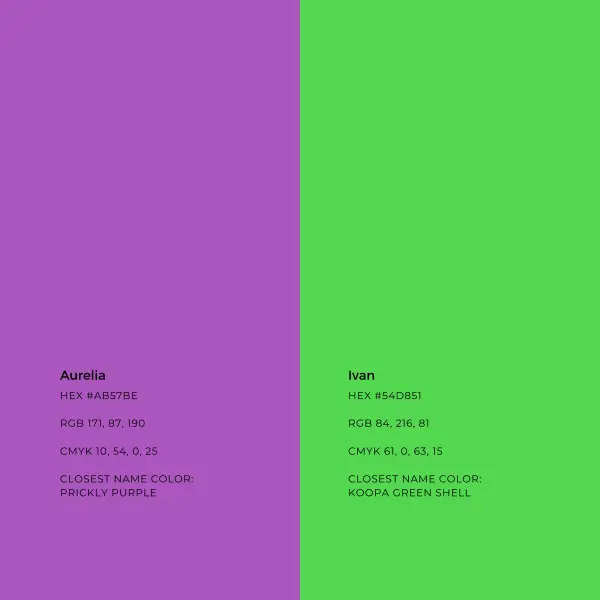 Aurelia & Ivan Color Information